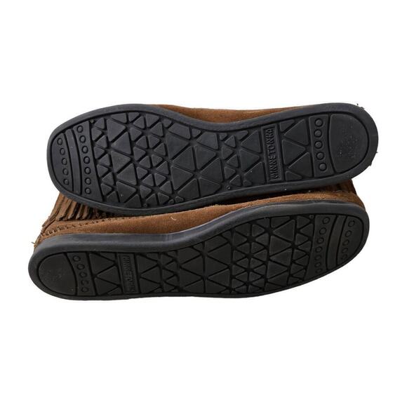Minnetonka Ankle Boots 8 Brown Suede Leather Fringe High Top Back Zip Booties - Picture 8 of 10